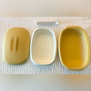 Vintage Tupperware 1273 4 Piece Microwave Veggie Steamer 6 Cup Harvest Gold